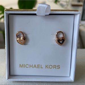 Michael Kors Rose Gold-Plated Sterling Silver Pavé Heart Earrings